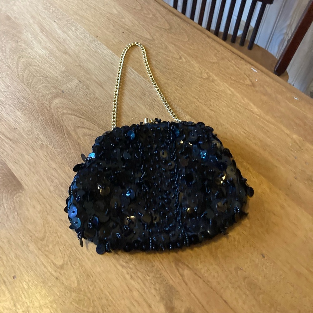 Safco black sequin bag made in Hong Kong